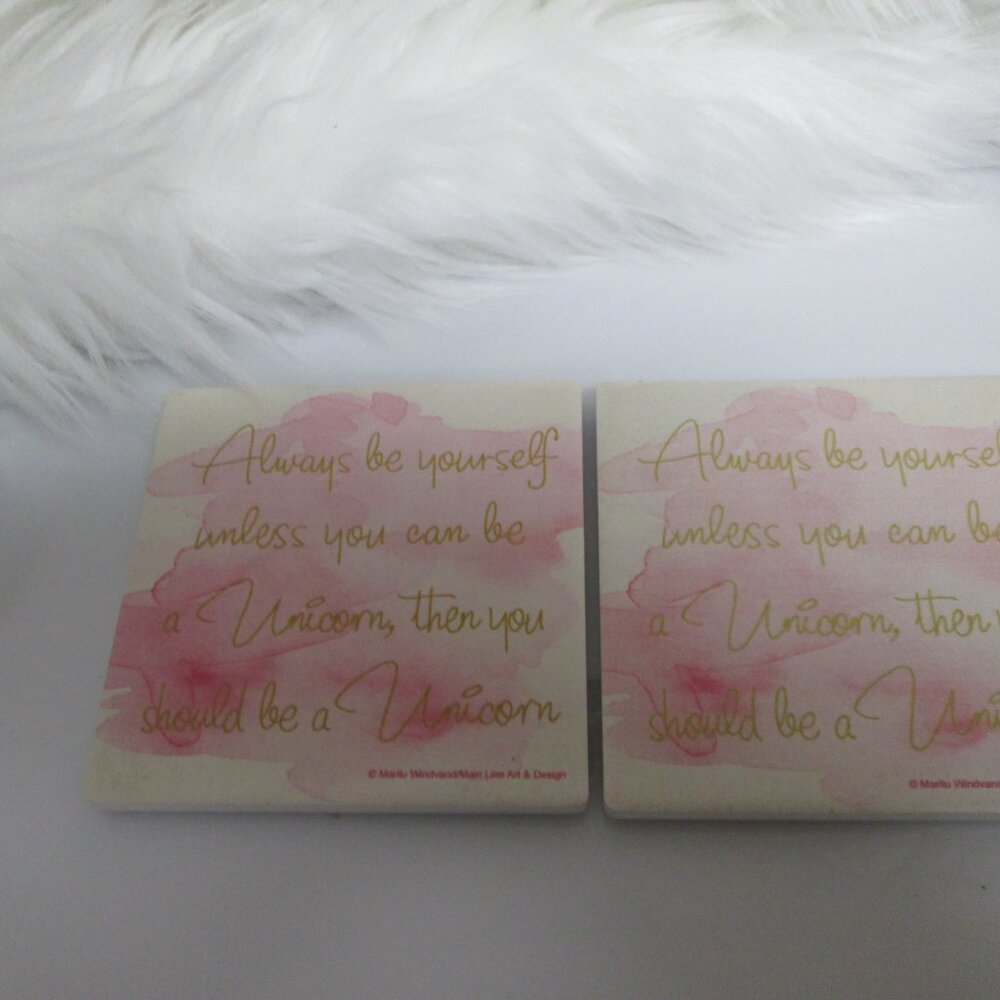 Daisy Themed "Good Things Ahead" 4 Piece coaster set from Macy's